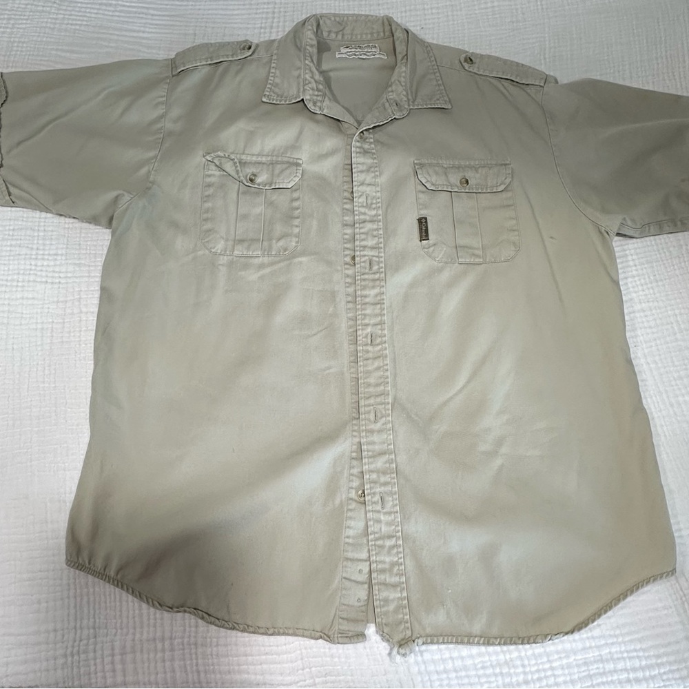 Columbia Men's Short Sleeve Button- Down Shirt In Khaki Size‎ XL
